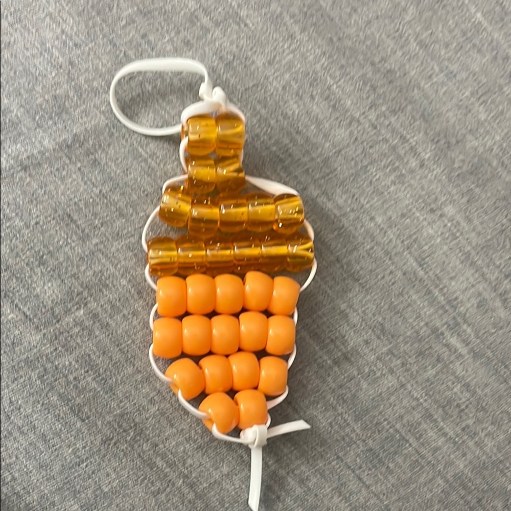 Beaded Orange and Gold Keychain